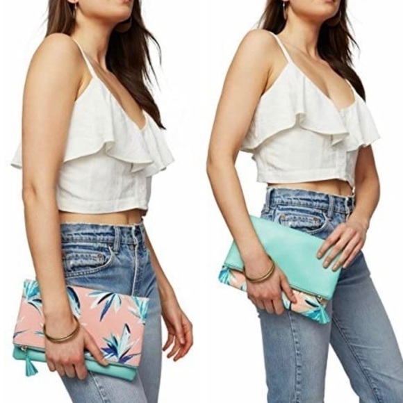Rachel Pally Reversible Clutch Bag Limited Edition Tropical Print Purse - Picture 1 of 9